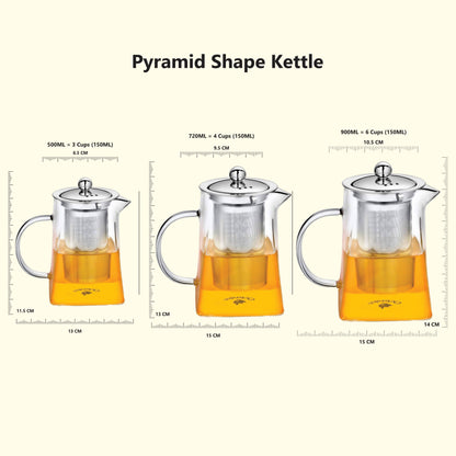 Pyramid Shaped Borosilicate Glass Kettle With Steel Infuser
