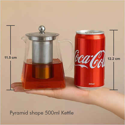 Pyramid Shaped Borosilicate Glass Kettle With Steel Infuser