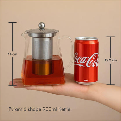 Pyramid Shaped Borosilicate Glass Kettle With Steel Infuser