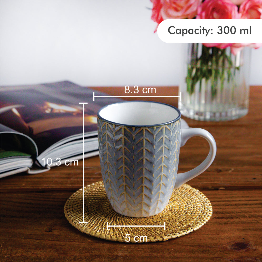 Luxe Weave Coffee Mug Ocean Mist (Set of 2) – 380 ml