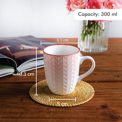 Luxe Weave Coffee Mug – Sunset Coral (Set of 2) – 300 ml