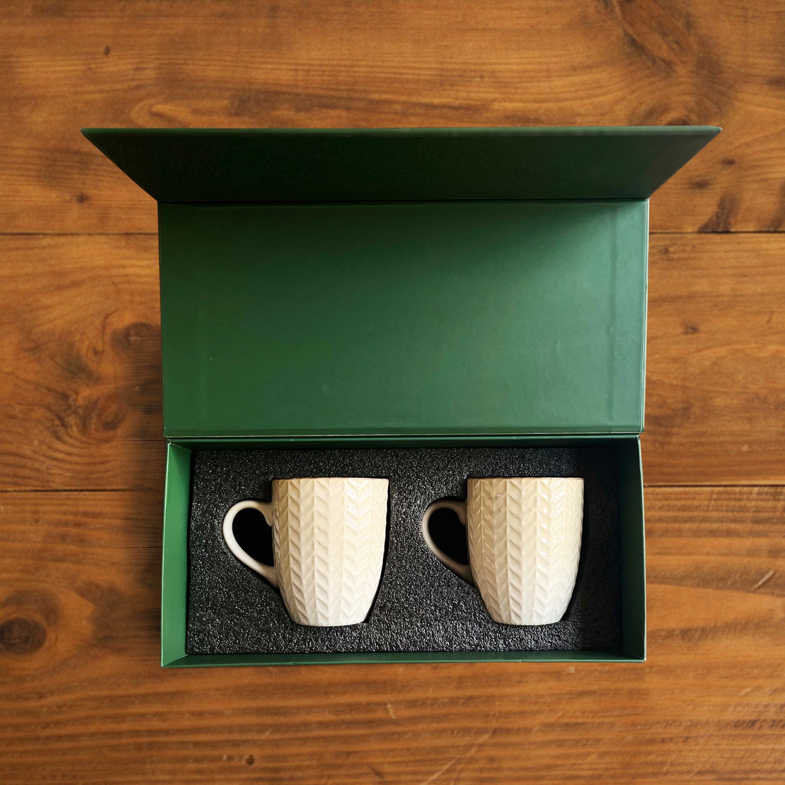 Luxe Weave Coffee Mug – Ivory Elegance (Set of 2) – 300 ml