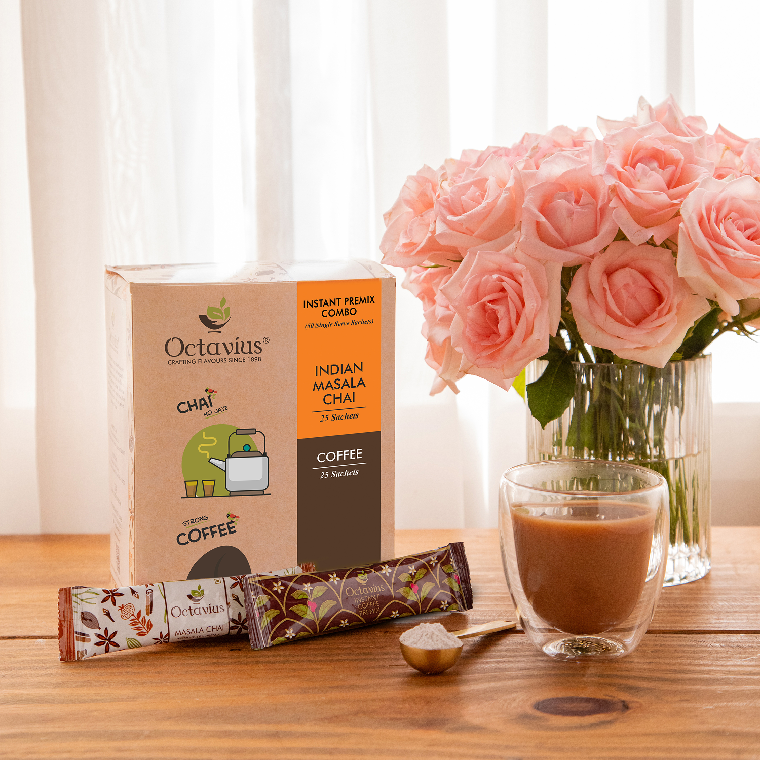 2 in 1 Instant Premix - Indian Masala and Coffee 50 Sachets