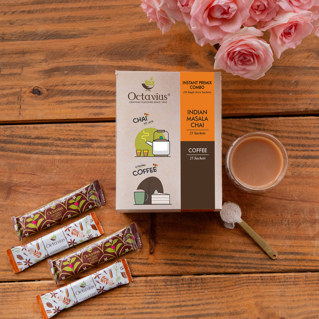 2 in 1 Instant Premix - Indian Masala and Coffee 50 Sachets