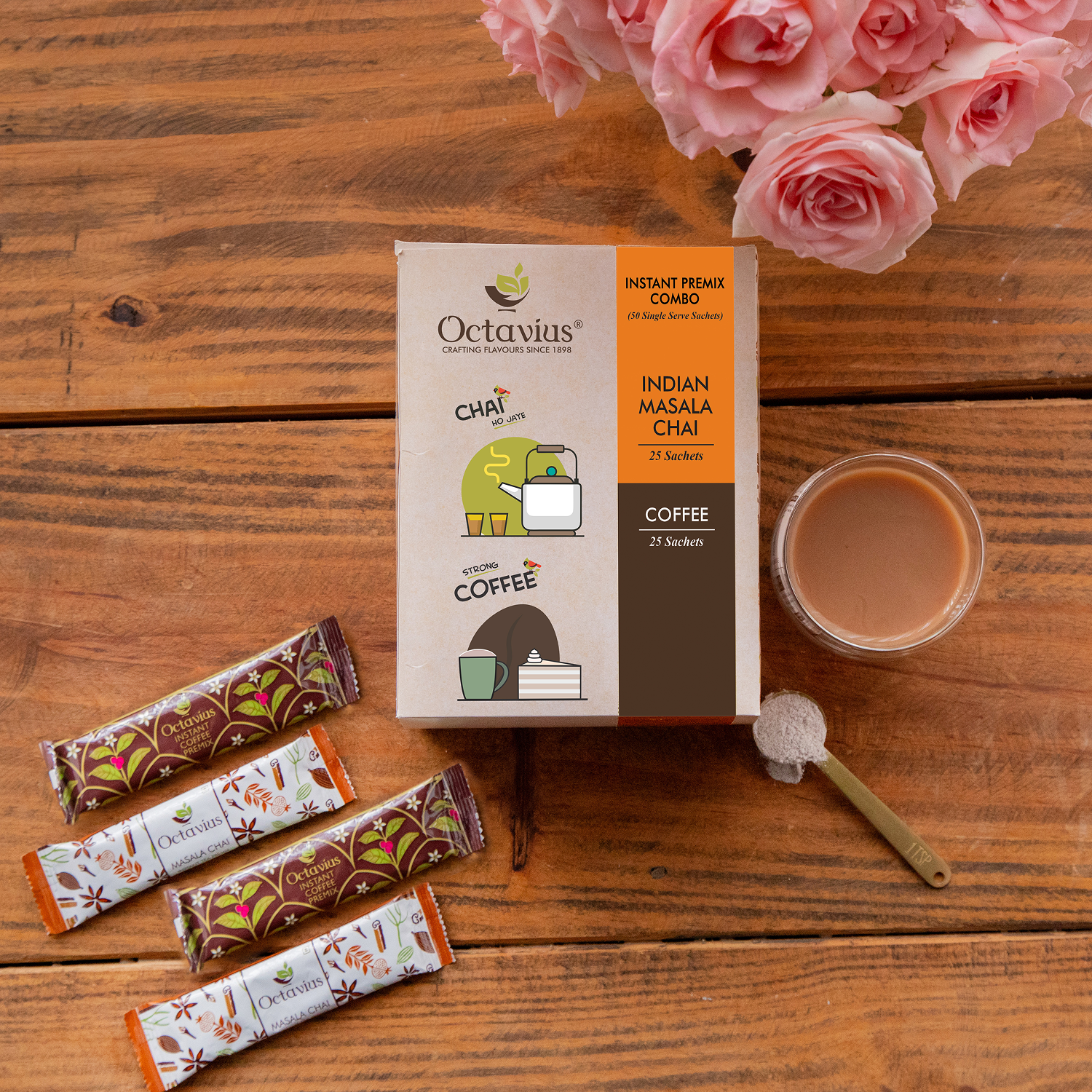 2 in 1 Instant Premix - Indian Masala and Coffee 50 Sachets