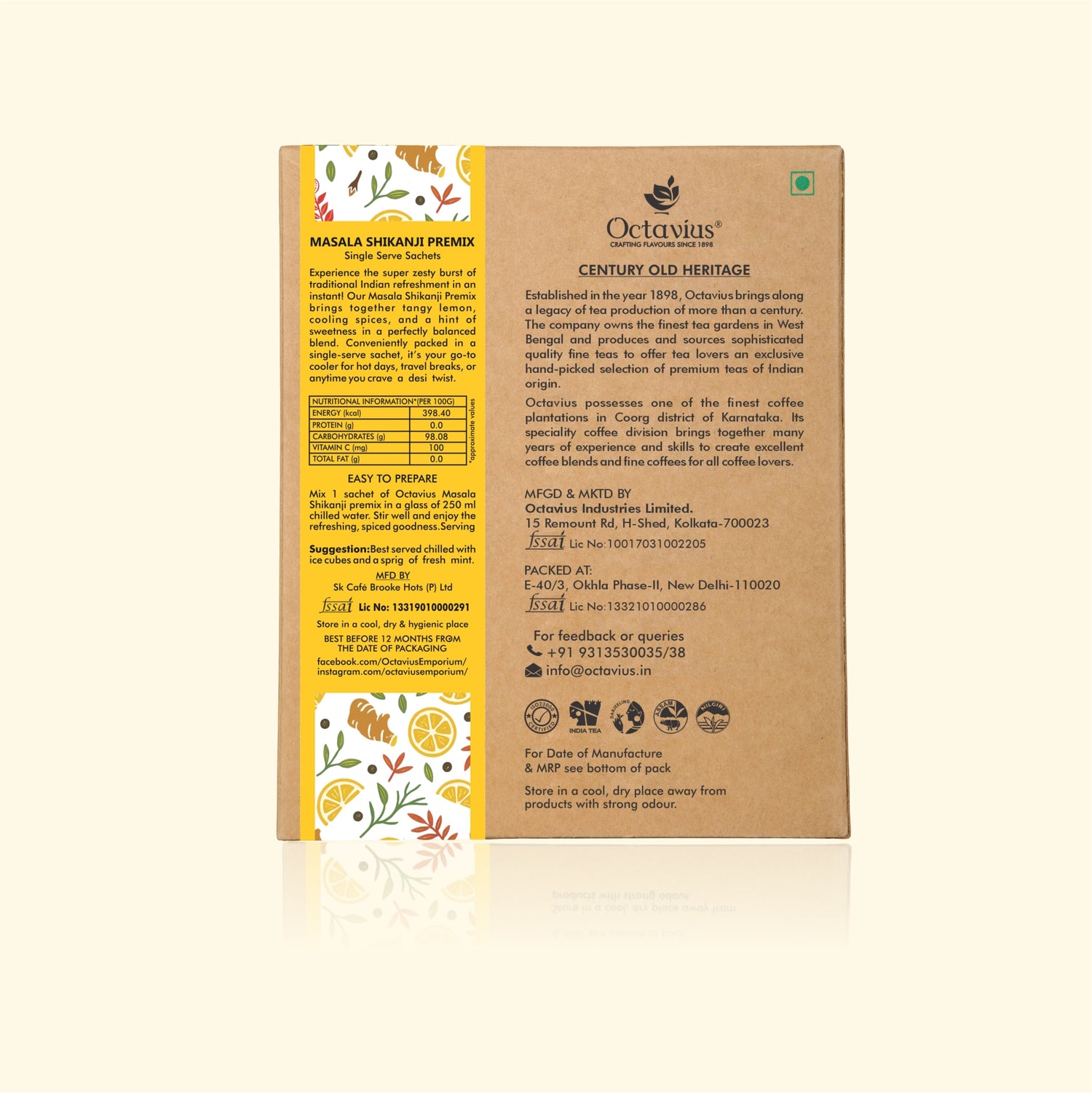 Octavius Masala Shikanji Premix– 15 Single Serve Sachets