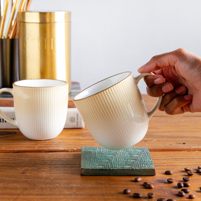 Aura Lines Golden Hue Coffee Mug (Set of 2) – 350 ml