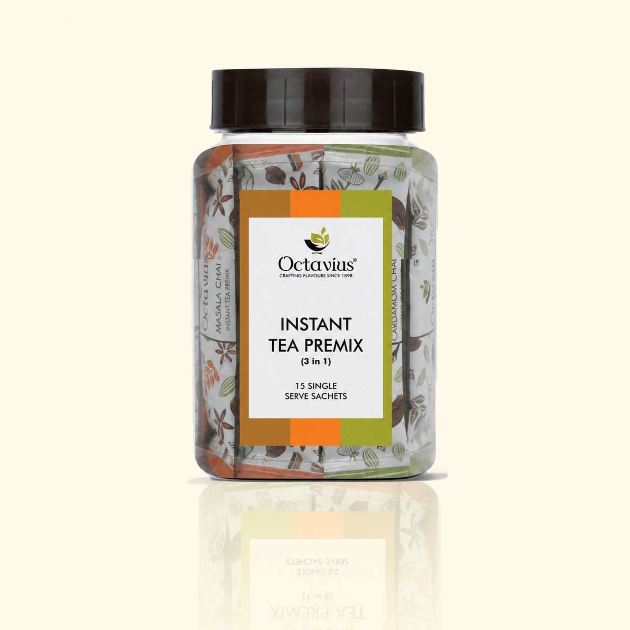 3 in 1 Instant Premix - Indian Masala, Cardamom &amp; Ginger 15 Sachets (Clear Pack)