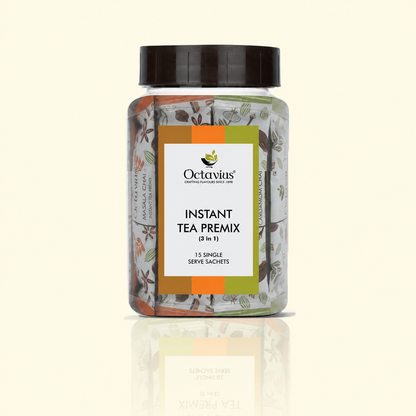 3 in 1 Instant Premix - Indian Masala, Cardamom &amp; Ginger 15 Sachets (Clear Pack)