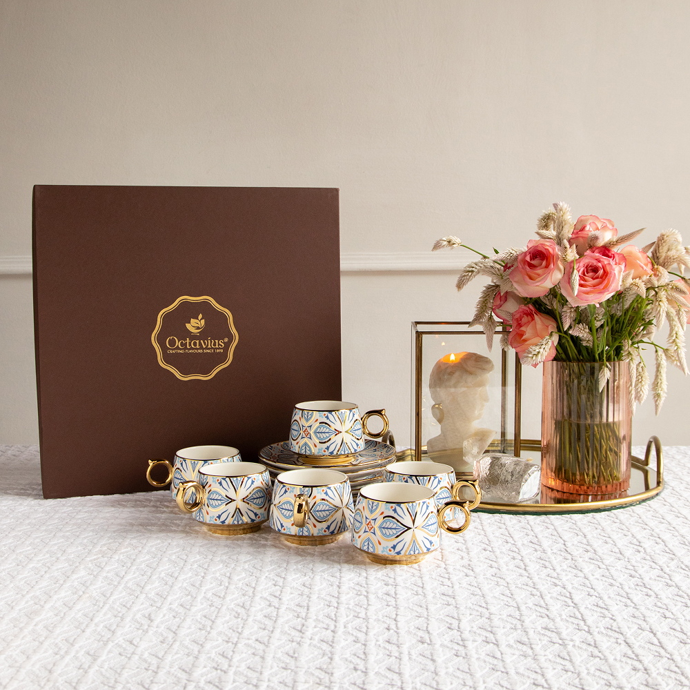 Imperial Mosaic Tea Set (6 Cups &amp; Saucers) – 200 ML Each