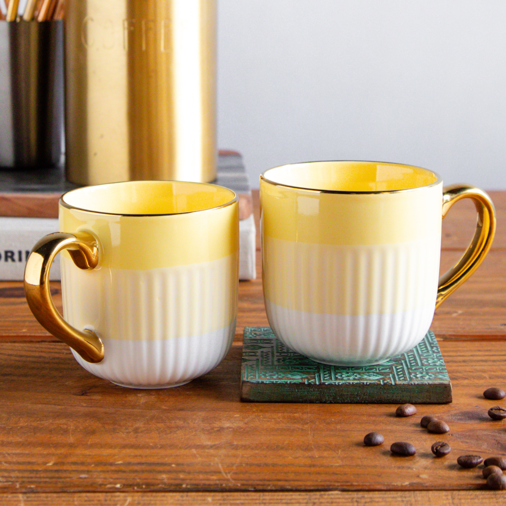 Radiance Coffee Mug – Amber Dawn (Set of 2) – 300 ml