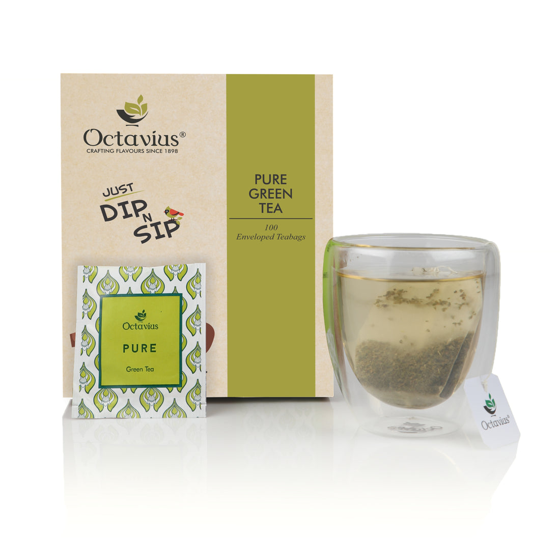 Pure Green Tea - 100 Enveloped Tea Bags Economy Pack