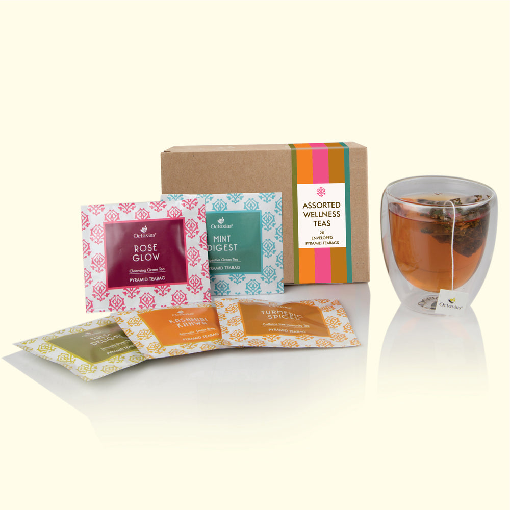 Assorted Wellness Teas   - 20 Enveloped Pyramid Tea Bags