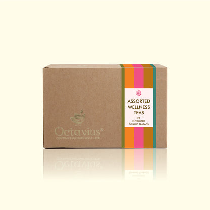 Assorted Wellness Teas   - 20 Enveloped Pyramid Tea Bags