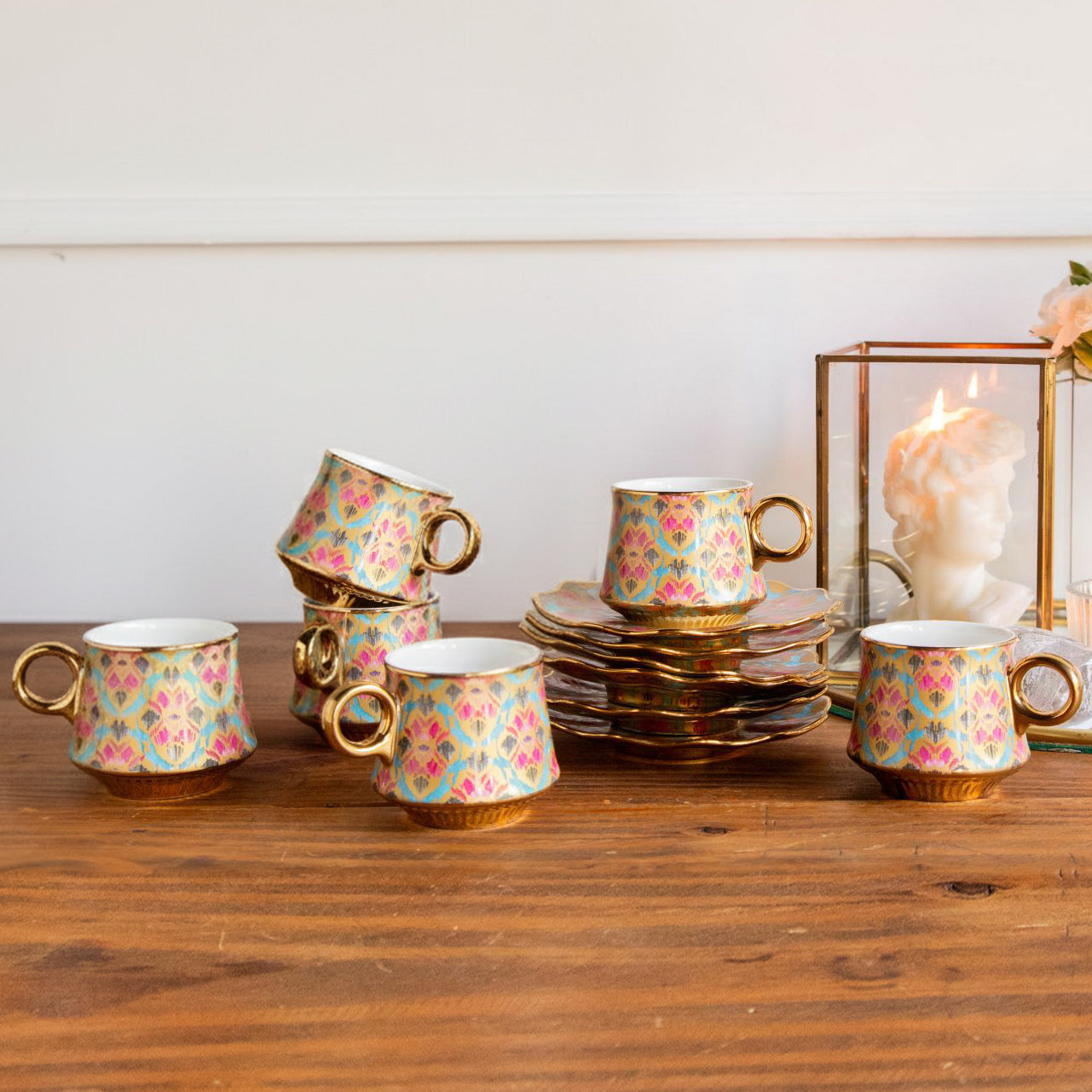 Regal Ikat Tea Set (6 Cups &amp; Saucers) – 200 ML Each