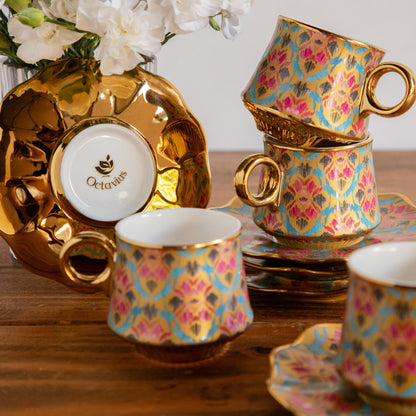 Regal Ikat Tea Set (6 Cups &amp; Saucers) – 200 ML Each