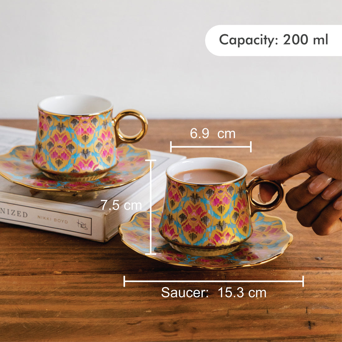 Regal Ikat Tea Set (6 Cups &amp; Saucers) – 200 ML Each