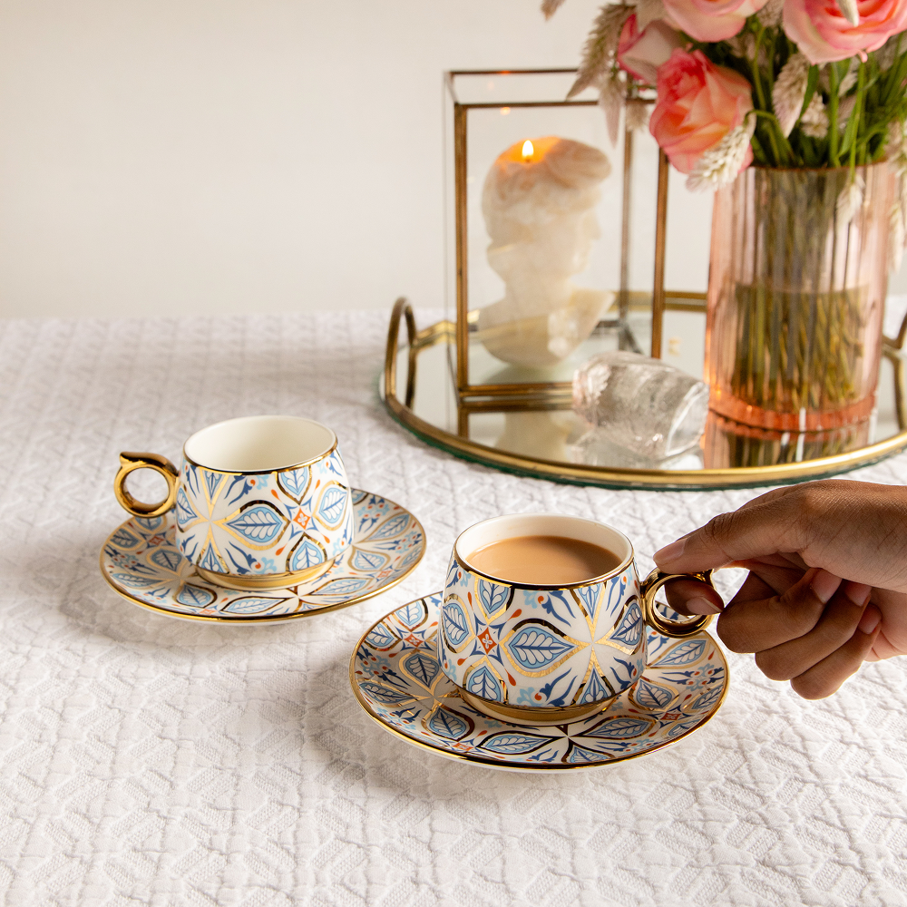 Imperial Mosaic Tea Set (6 Cups &amp; Saucers) – 200 ML Each