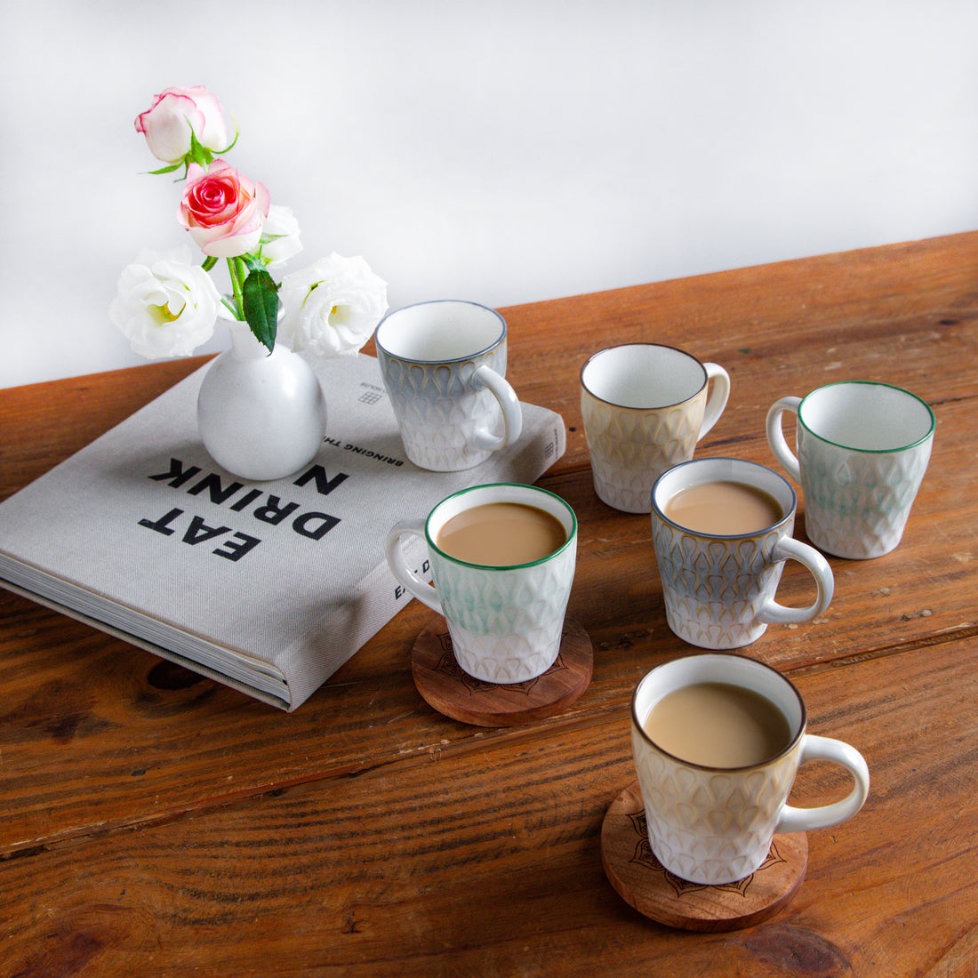 Eterna Leaf Teacup Set (6 pcs) – 180 ml each