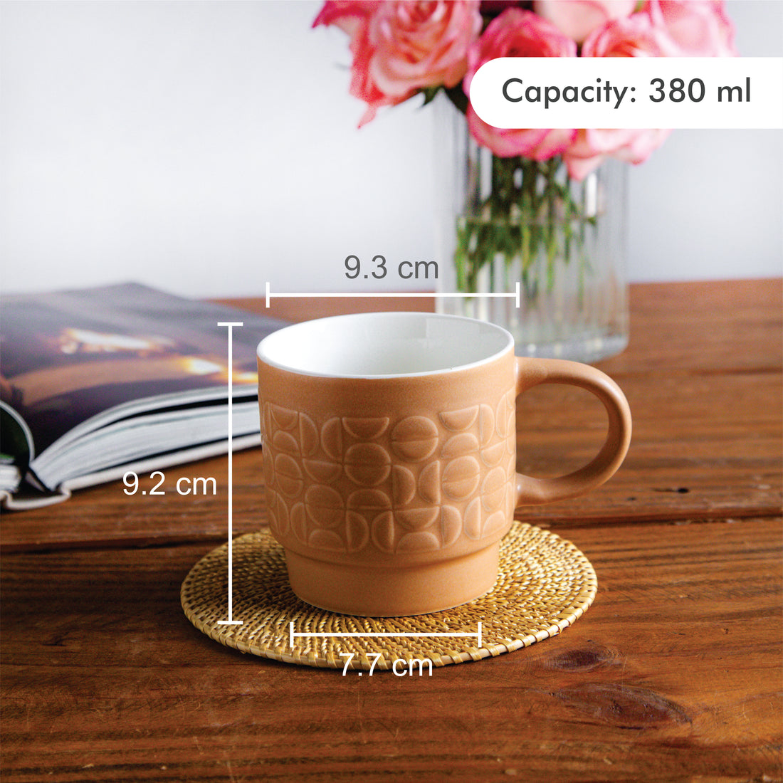 TerraCraft Collection Desert Dune Mug  – 380 ml ( Set of 2, Beige )