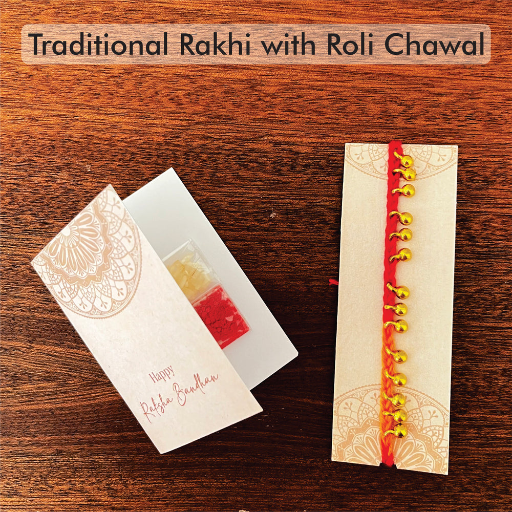 TRADITIONAL RAKHI WITH ROLI AND CHAWAL