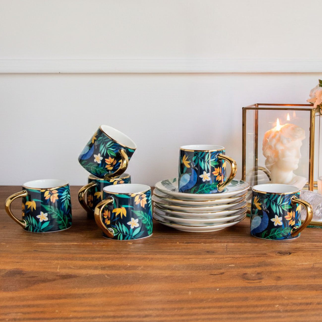 Tropical Elegance Teaset– Set of 6 Cups &amp; Saucers (200 ML Each)