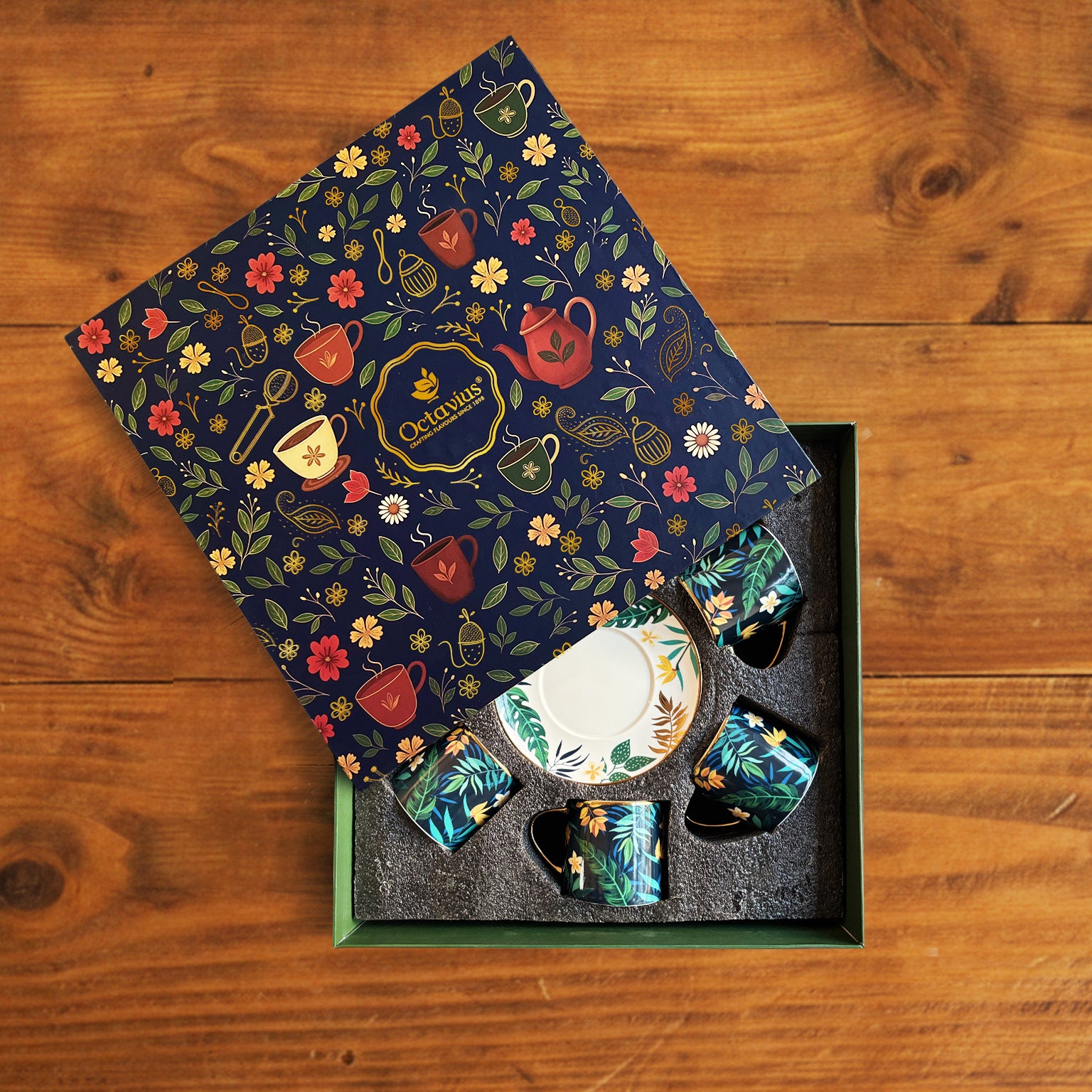 Tropical Elegance Teaset– Set of 6 Cups &amp; Saucers (200 ML Each)