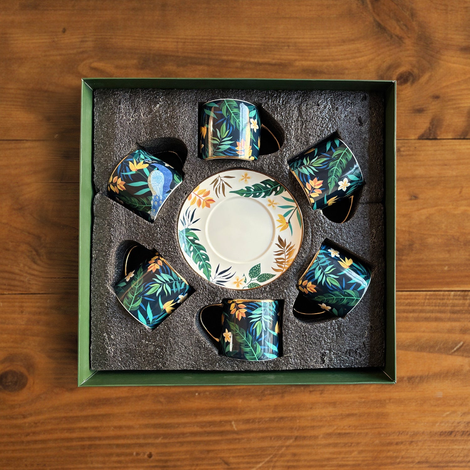 Tropical Elegance Teaset– Set of 6 Cups &amp; Saucers (200 ML Each)