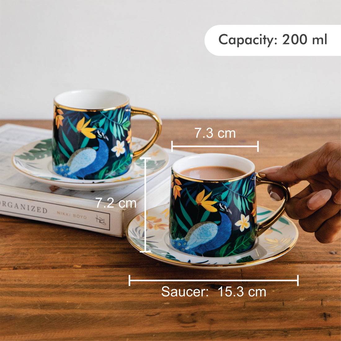 Tropical Elegance Teaset– Set of 6 Cups &amp; Saucers (200 ML Each)