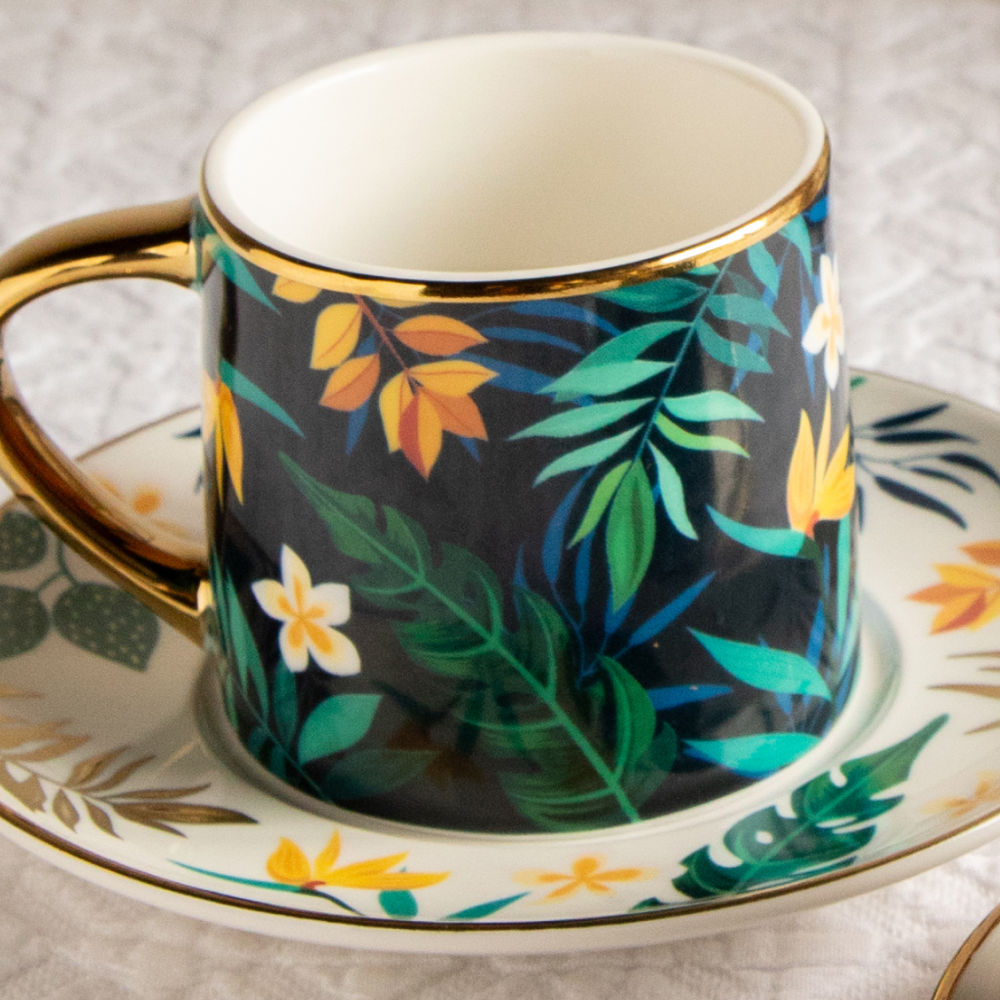Tropical Elegance Teaset– Set of 6 Cups &amp; Saucers (200 ML Each)