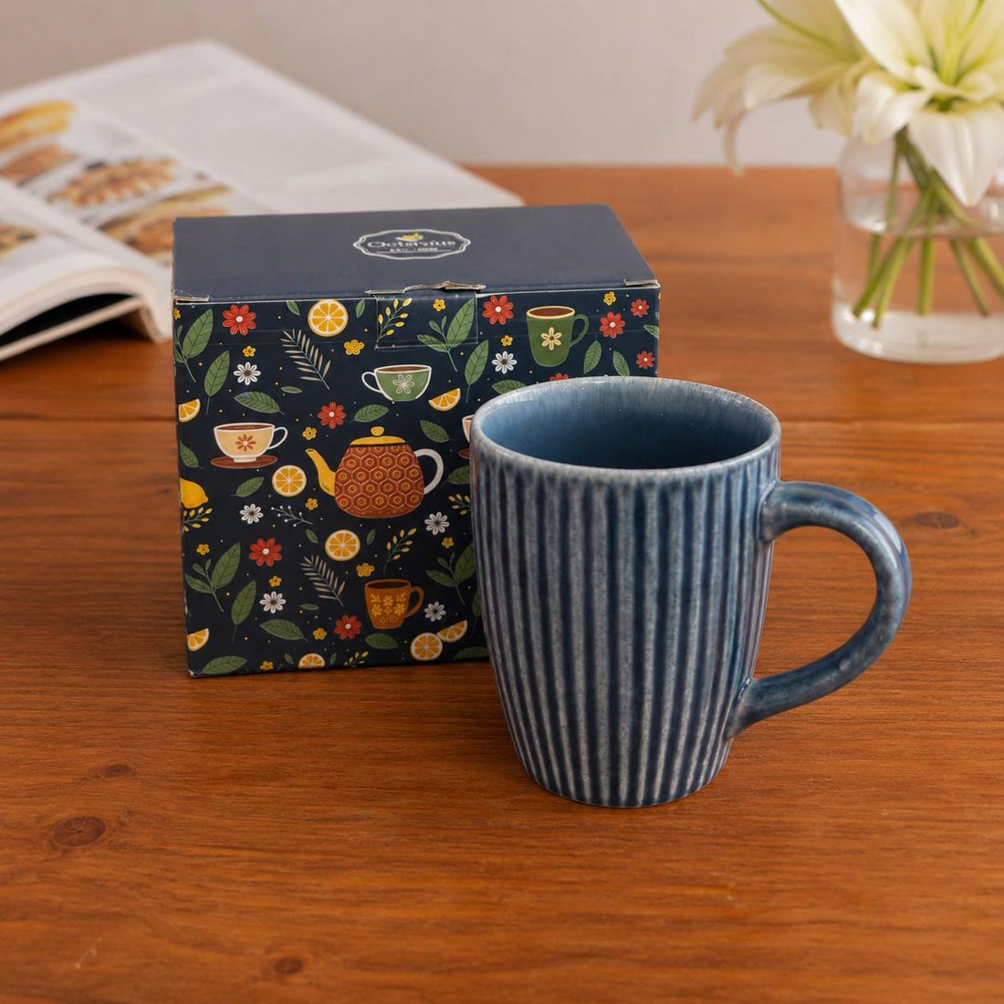 Coastal Ripple Hand-Painted Ceramic Mug – 650 ml