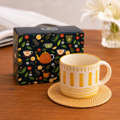 Golden Dune Hand-Painted Ceramic Mug – 425 ml