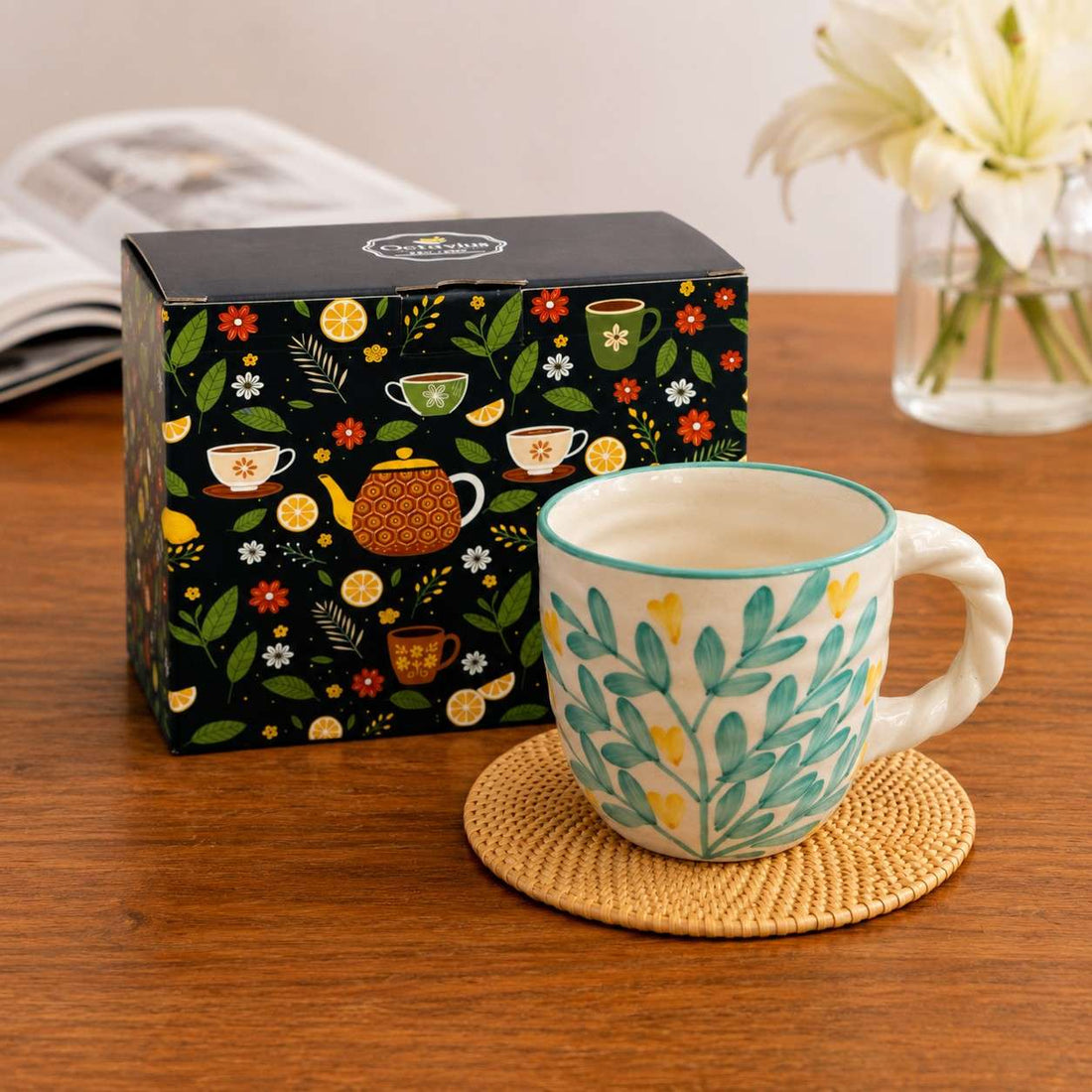 Gulmohar Grove Hand-Painted Ceramic Mug – 450 ml