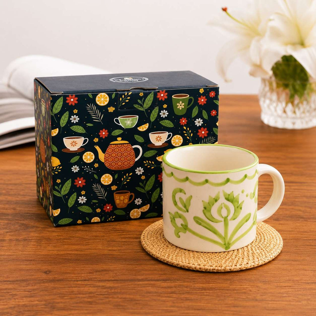 Meadow Bloom Hand-Painted Ceramic Mug – 425 ml