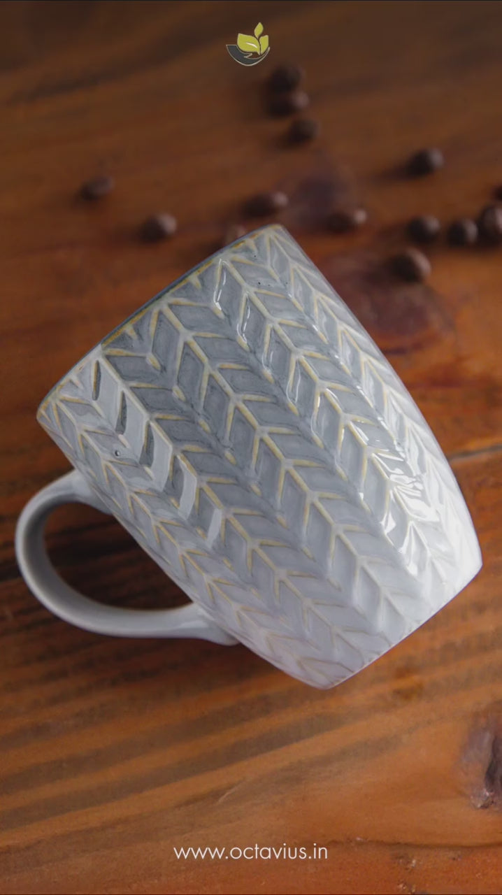 Luxe Weave Coffee Mug – Ivory Elegance (Set of 2) – 300 ml