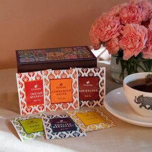 
                  
                    Load image into Gallery viewer, Assortment of Fine Teas- 30 Tea Bags in Tile Motif Wooden box
                  
                