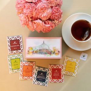 
                  
                    Load image into Gallery viewer, Assortment of Fine Teas- 30 Tea Bags Taj Print Wooden Box
                  
                