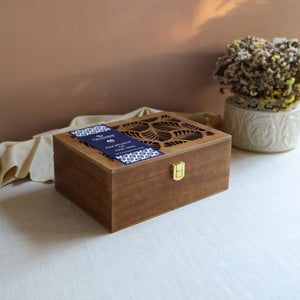 
                  
                    Load image into Gallery viewer, Assortment of Fine Teas - 90 Teabags in Handcrafted Cutwork Wooden Box
                  
                