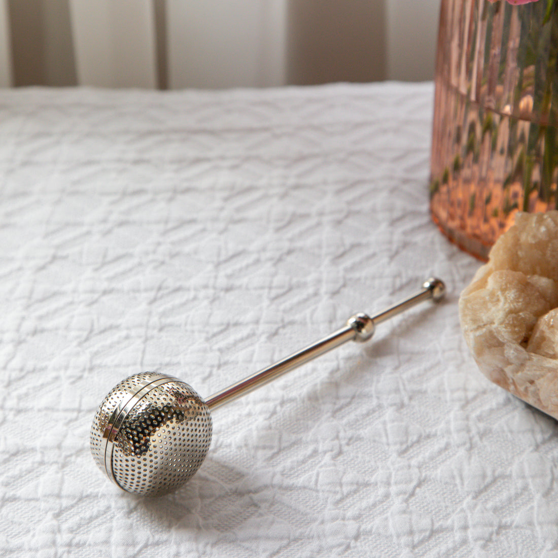 Ball Shaped Brass Infuser with Long Push handle (Nickel Plated)