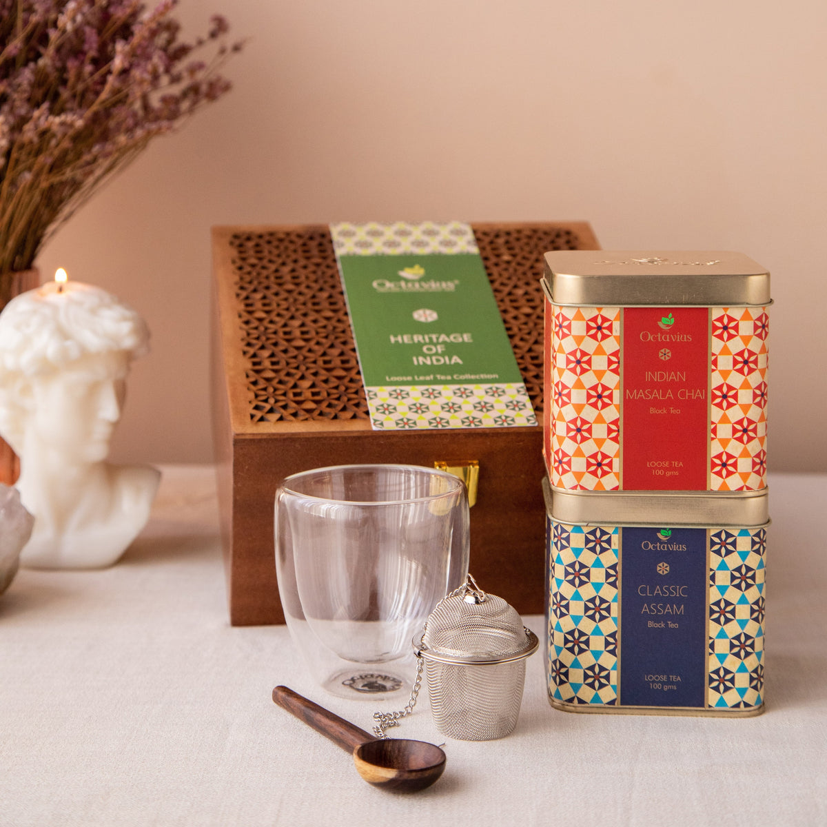 Buy Octavius 2 Assorted Teas with Infuser & Double wall Glass Online at ...