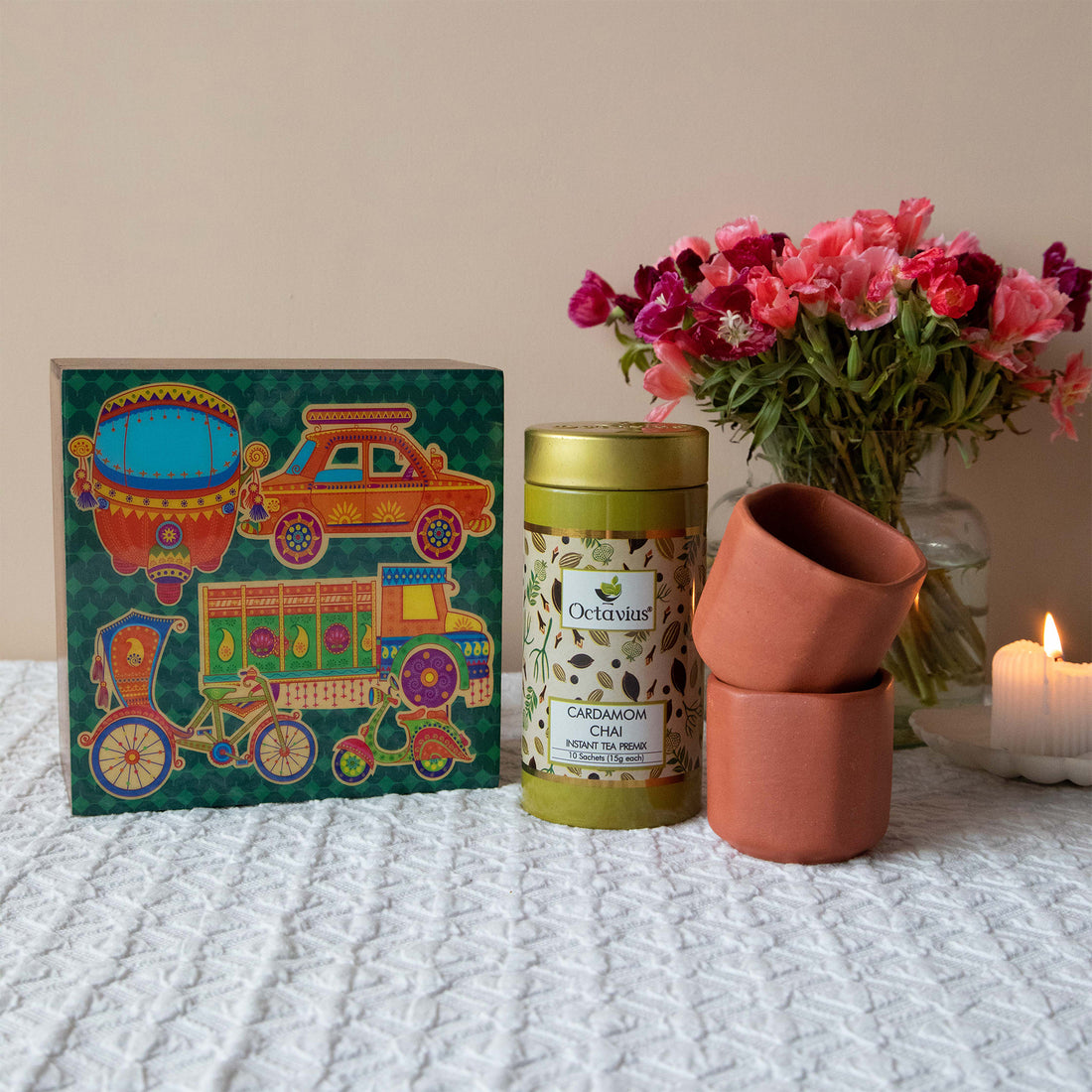 Desi Chai Hamper (Cardamom Instant Tea &amp; Kullad set)