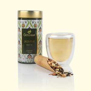 
                  
                    Load image into Gallery viewer, Jasmine Green Tea Loose Leaf - 75 Gms Tin Can
                  
                
