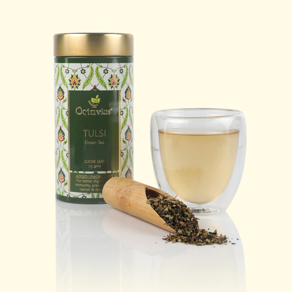 Tulsi Lemongrass Green Tea Loose Leaf - 75 Gms Tin Can