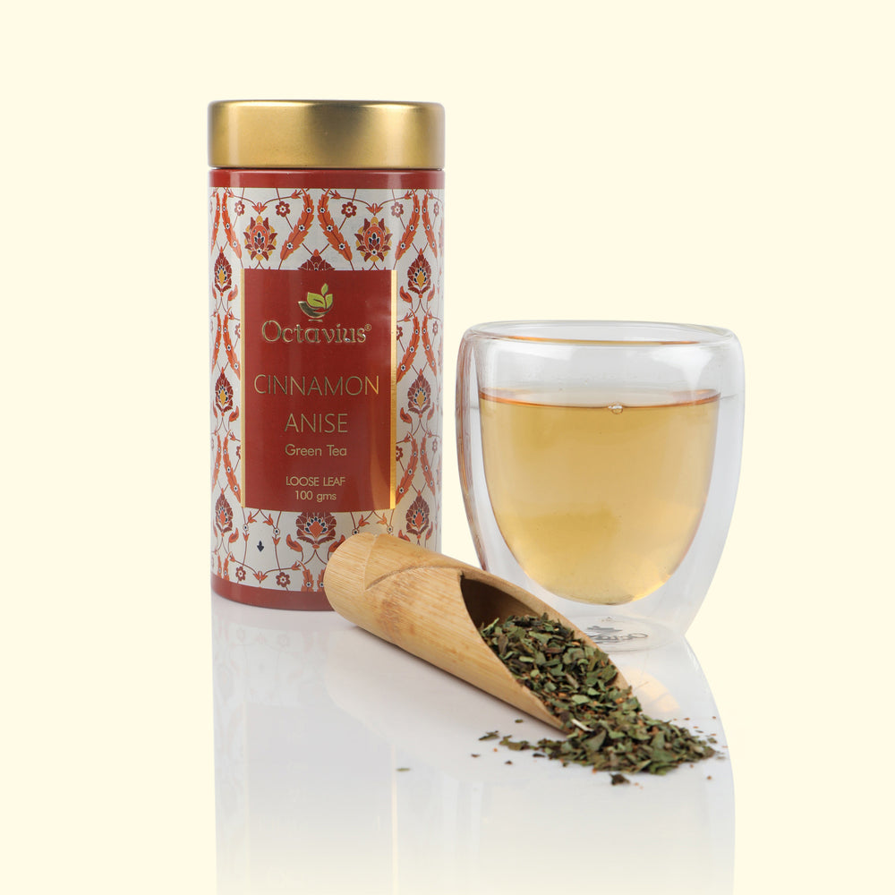 Cinnamon Anise Green Tea Loose Leaf - 100 Gms Tin Can