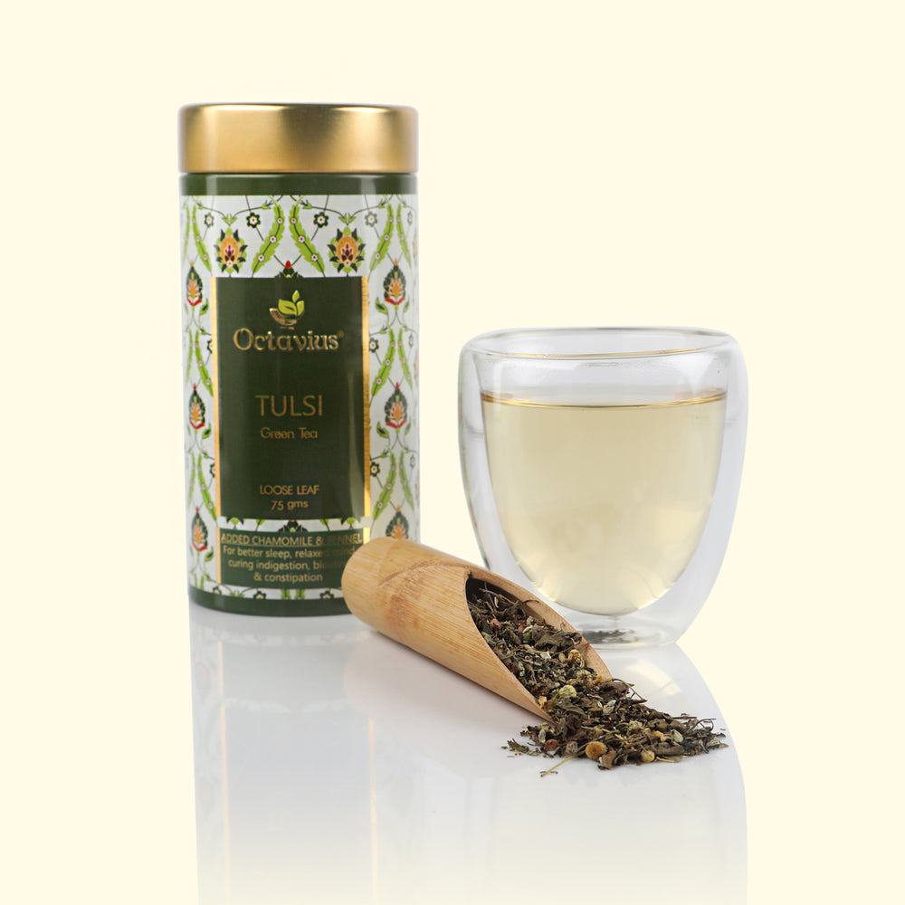 
                  
                    Load image into Gallery viewer, Tulsi Chamomile Fennel Green Tea  Loose Leaf - 75 Gms Tin Can
                  
                