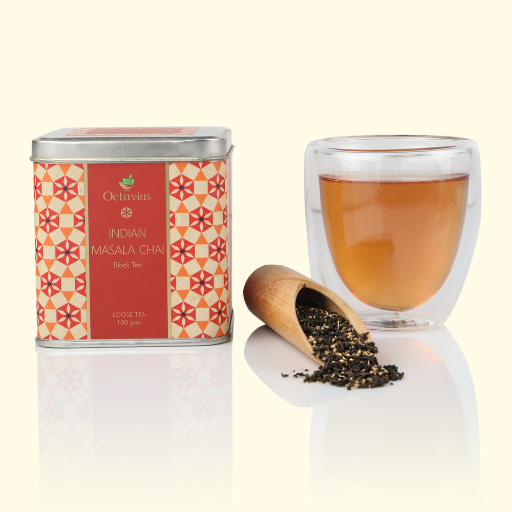 Indian Masala Chai Black Tea Loose Leaf - 100 Gms Square Tin