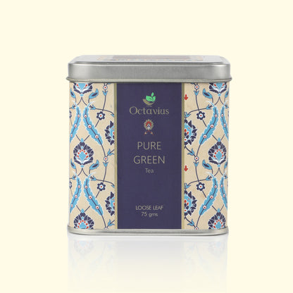 Pure Green Tea Whole Leaf - 75 Gms Square Tin