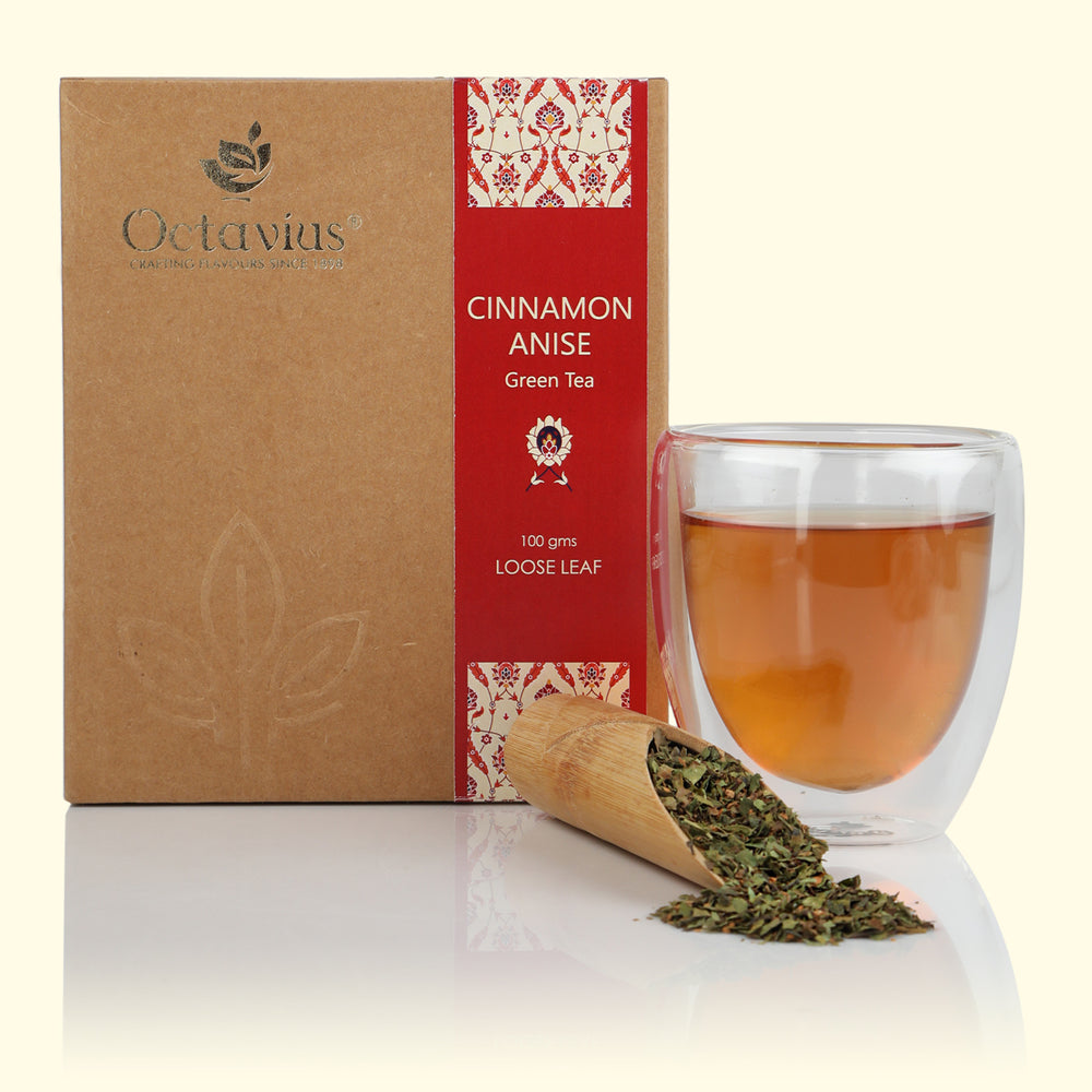 Cinnamon Anise Green Tea Loose Leaf in Kraft box - 100 Gms