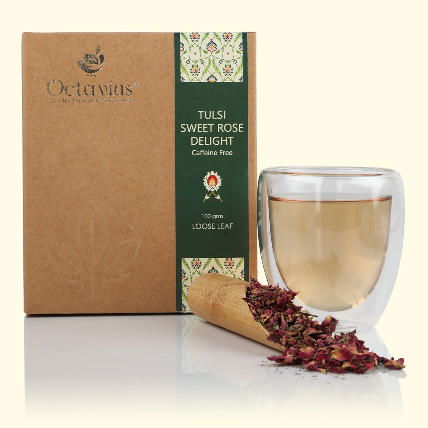 Tulsi Sweet Rose Delight tea (Caffeine free) Loose Leaf - 100 Gms