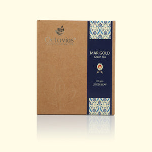 
                  
                    Load image into Gallery viewer, Marigold and Lemon Grass Green Tea Loose Leaf in Kraft Box - 100Gms
                  
                